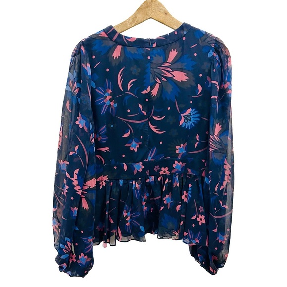 Ted Baker Stephanie Blouse 14 6 Navy Floral top shirt - Picture 2 of 13
